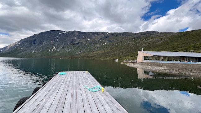 New service building near the lake.