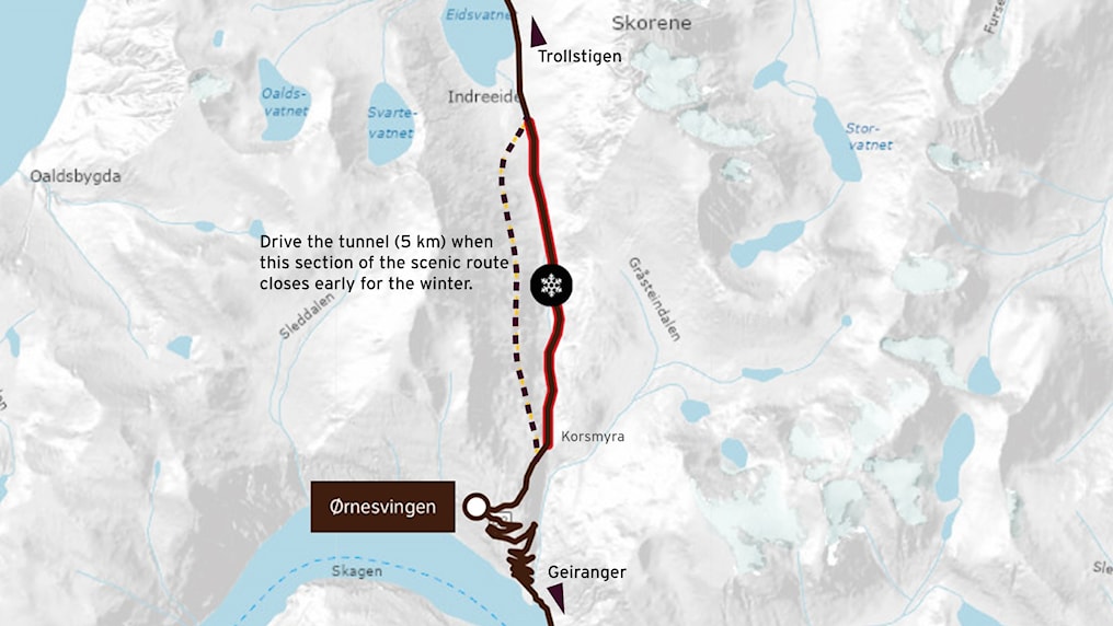 Alternativroute im Ganzjahrestunnel.