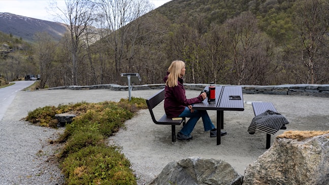Der Rastplatz Sluppen, Norwegische Landschaftsroute Aurlandsfjellet.